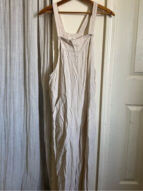 Universal Thread Cream Linen-Blend Overalls